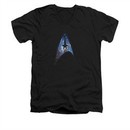 Star Trek Shirt Slim Fit V-Neck Galactic Shield Black T-Shirt