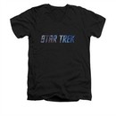 Star Trek Shirt Slim Fit V-Neck Space Logo Black T-Shirt