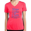 Stomach Cancer Tee Hope Love Cure Ladies Dry Wicking V-neck