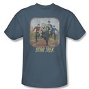 Star Trek Shirt Running Cartoon Crew Adult Slate Tee T-Shirt