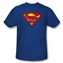 Superman T-shirt  Action Shield Superhero Adult Royal Blue Tee Shirt