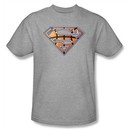 Superman T-shirt  Basketball Shield Adult Heather Gray Tee Shirt