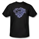 Superman T-shirt Electric Supes Shield Logo Adult Black Tee Shirt