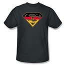 Superman Logo T-shirt German Shield Adult Charcoal Gray Tee Shirt
