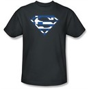 Superman T-shirt  Greek Shield Logo Adult Navy Blue Tee Shirt