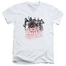 Suicide Squad Slim Fit V-Neck Shirt Splatter White T-Shirt