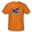Superman Kids T-shirt Stars And Chains Superhero Orange Tee Youth