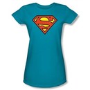 Superman Juniors Logo T-shirt DC Comics Turquoise Tee Shirt