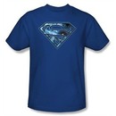 Superman T-shirt On Ice Shield Logo Adult Royal Blue Tee Shirt