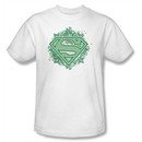 Superman T-shirt Ornate Shield Adult White Superhero Tee Shirt