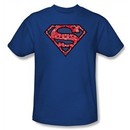 Superman T-shirt Paisley Shield Logo Adult Royal Blue Tee Shirt