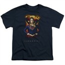 Supergirl Kids Shirt Standing Symbol Navy Blue T-Shirt
