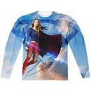 Supergirl Long Sleeve Up In The Sky Sublimation Shirt Front/Back Print