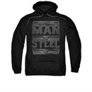 Superman Hoodie Steel Text Black Sweatshirt Hoody