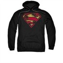 Superman Hoodie War Torn Shield Black Sweatshirt Hoody
