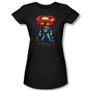 Superman Juniors T-shirt DC Comics Dark Alley Logo Black Tee Shirt