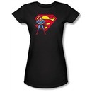 Superman Juniors T-shirt DC Comics Logo Shield Black Tee Shirt