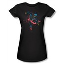 Superman Juniors T-shirt DC Comics Neon Superhero Black Tee Shirt