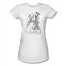 Superman Juniors T-shirt DC Comics Pencil City Sketch White Tee Shirt
