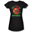 Superman Juniors Shirt DC Comics Say No To Kryptonite Black T-Shirt