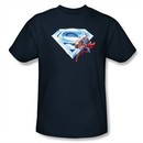 Superman Kids T-shirt Crystal Logo Shield Navy Blue Tee Youth