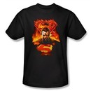 Superman Kids T-shirt DC Comics Man On Fire Black Tee Youth