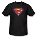Superman Kids T-shirt DC Comics Neon Distress Logo Black Shirt Youth