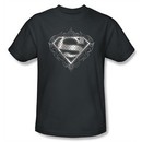 Superman Kids T-shirt Tribal Steel Logo Charcoal Gray Tee Youth