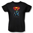 Superman Ladies T-shirt DC Comics Dark Alley Logo Black Tee Shirt