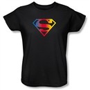 Superman Ladies T-shirt DC Comics Gradient Shield Logo Black Tee Shirt
