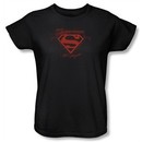Superman Ladies T-shirt DC Comics Los Angeles Shield Black Tee Shirt
