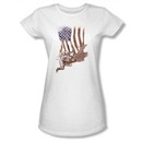 Superman Juniors T-shirt DC Comics Super American Flag White Tee Shirt