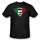 Superman Logo Kids T-Shirt Italian Shield Italy  Black Tee Youth