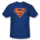 Superman Logo Shirt Blue And Orange Shield Royal Blue T-Shirt Tee