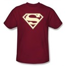 Superman Logo Shirt Crimson and Cream Shield Cardinal Red T-Shirt