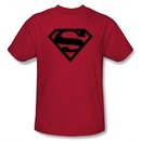 Superman Logo T-shirt Red and Black Shield Red Adult Tee Shirt