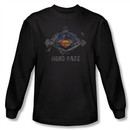 Superman Long Sleeve T-shirt DC Comics Nerd Rage Black Tee Shirt