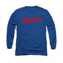 Superman Shirt Baseball Logo Long Sleeve Royal Blue Tee T-Shirt