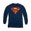 Superman Shirt Basic Logo Long Sleeve Navy Tee T-Shirt