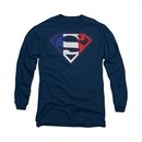Superman Shirt French Shield Long Sleeve Navy Tee T-Shirt