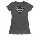 Superman Shirt Juniors Duct Tape Shield Charcoal T-Shirt