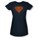 Superman Shirt Juniors Messy Shield Navy T-Shirt