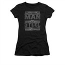 Superman Shirt Juniors Steel Text Black T-Shirt