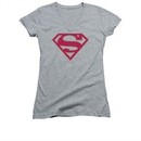 Superman Shirt Juniors V Neck Crimson Shield Athletic Heather T-Shirt