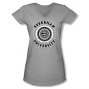 Superman Shirt Juniors V Neck University Athletic Heather T-Shirt
