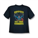Superman Shirt Kids Eat Veggies Navy T-Shirt