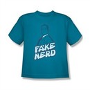Superman Shirt Kids Fake Nerd Turquoise T-Shirt