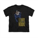 Superman Shirt Kids Love Nerds Black T-Shirt