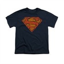 Superman Shirt Kids Messy Shield Navy T-Shirt