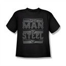 Superman Shirt Kids Steel Text Black T-Shirt